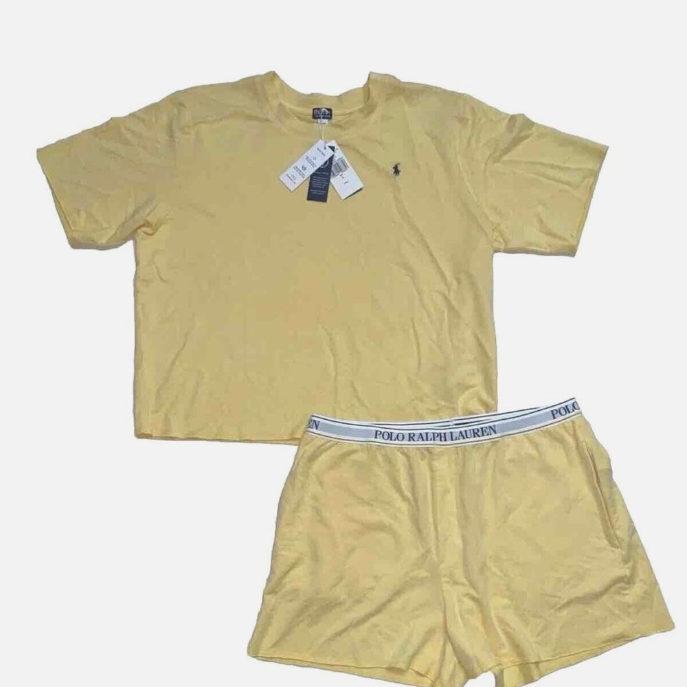 Polo Ralph Lauren Women’s Yellow Organic Cotton Sleep Shirt & Shorts Set